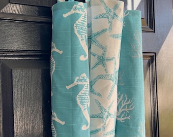 Plastic Bag Holder Grocery Bag Storage Kitchen Bag Nautical Ocean Blue Coral Starfish Seahorse Handmade Storage Bag Holder
