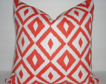 OUTDOOR Coral White Diamond Geometric Pillow Cover Decorative Deck Patio Pillow Cover 18x18