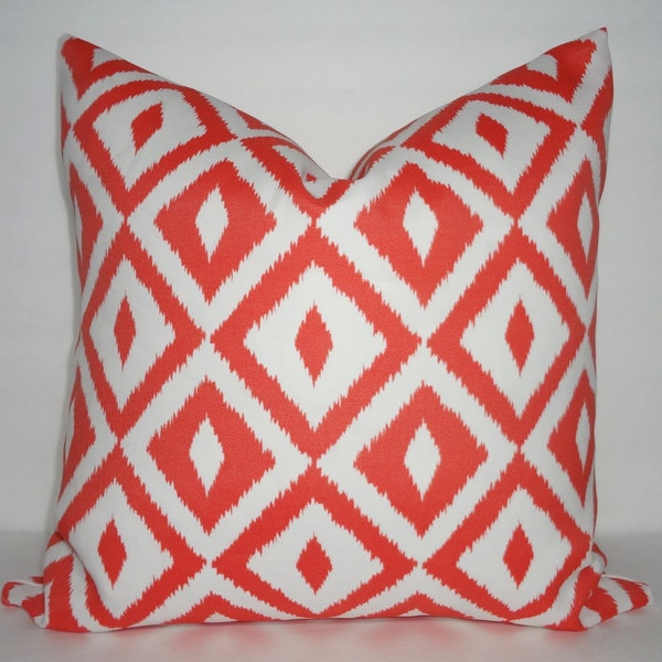 OUTDOOR Coral White Diamond Geometric Pillow Cover Decorative Deck Patio Pillow Cover 18x18