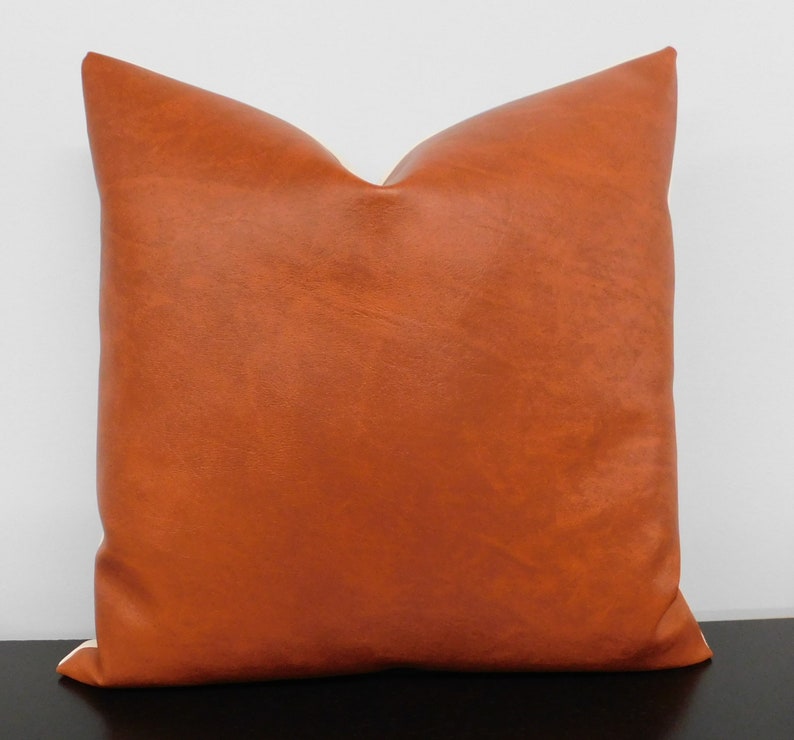 NEW Faux Leather Pillow Covers Brown Faux Leather Pillow Etsy