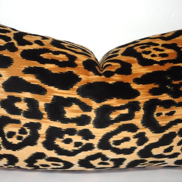 Braemore Jamil Velvet Cheetah Animal Print Pillow Cover Velvet Black & Tan Lumbar Pillow Cover Leopard Print 12x18 12x20 12x24 12x26