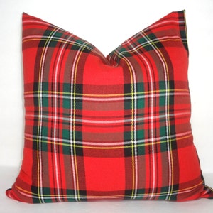 Christmas Red Green Plaid Pillow Cover Traditional Holiday Pillow Cover Plaid Christmas Pillow Cover Choose Size