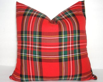 Christmas Red Green Plaid Pillow Cover Traditional Holiday Pillow Cover Plaid Christmas Pillow Cover Choose Size