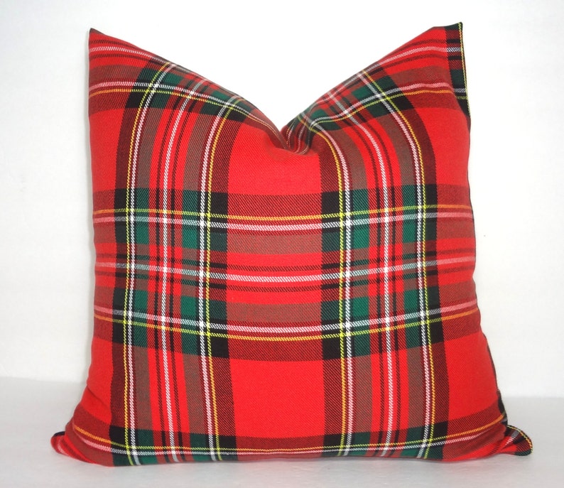 Christmas Red Green Plaid Pillow Cover Traditional Holiday Pillow Cover Plaid Christmas Pillow Cover Choose Size image 1