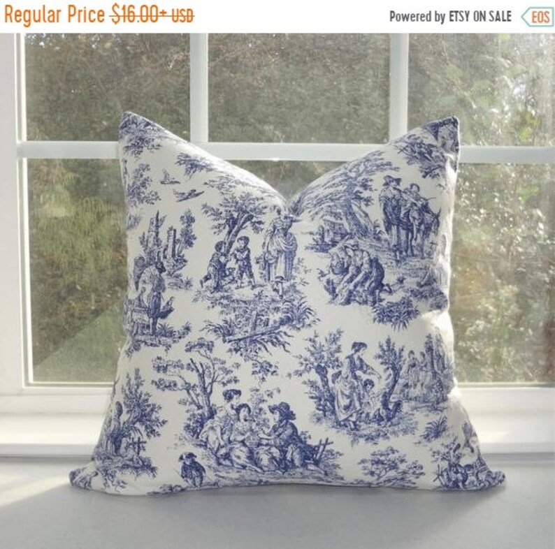 Sale Columbus Day Navy Blue White Toile Pillow Covers Baby Etsy