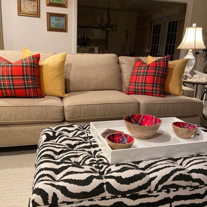 Christmas Red Green Plaid Pillow Cover Traditional Holiday Pillow Cover Plaid Christmas Pillow Cover Choose Size image 2