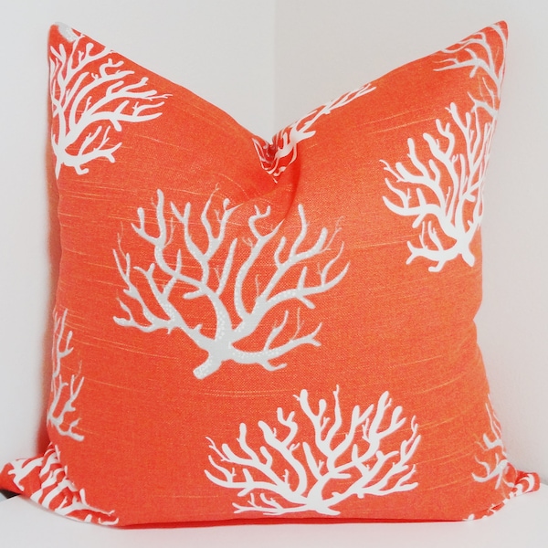 Ocean Coral Salmon Orange Pillow Covers Orange White Grey Coral Pillow Cover 18x18