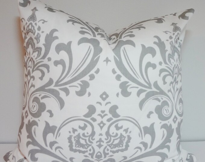 Decorative Pillow Grey & White Damask Pillow Cover Throw Etsy