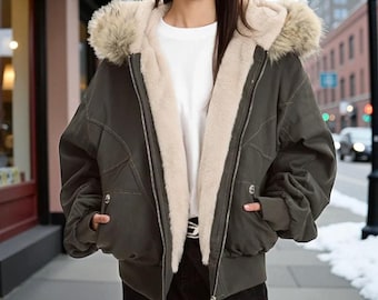 Fur Trimmed Winter Parka: Cosy Cotton Hooded Jacket