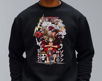Anime Pirate Crew illustration Sweatshirt | Japanese text, Skull Flag, Straw Hat