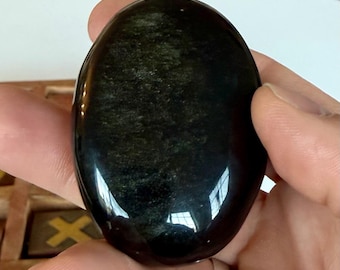 Gold Sheen Obsidian Palm Stone