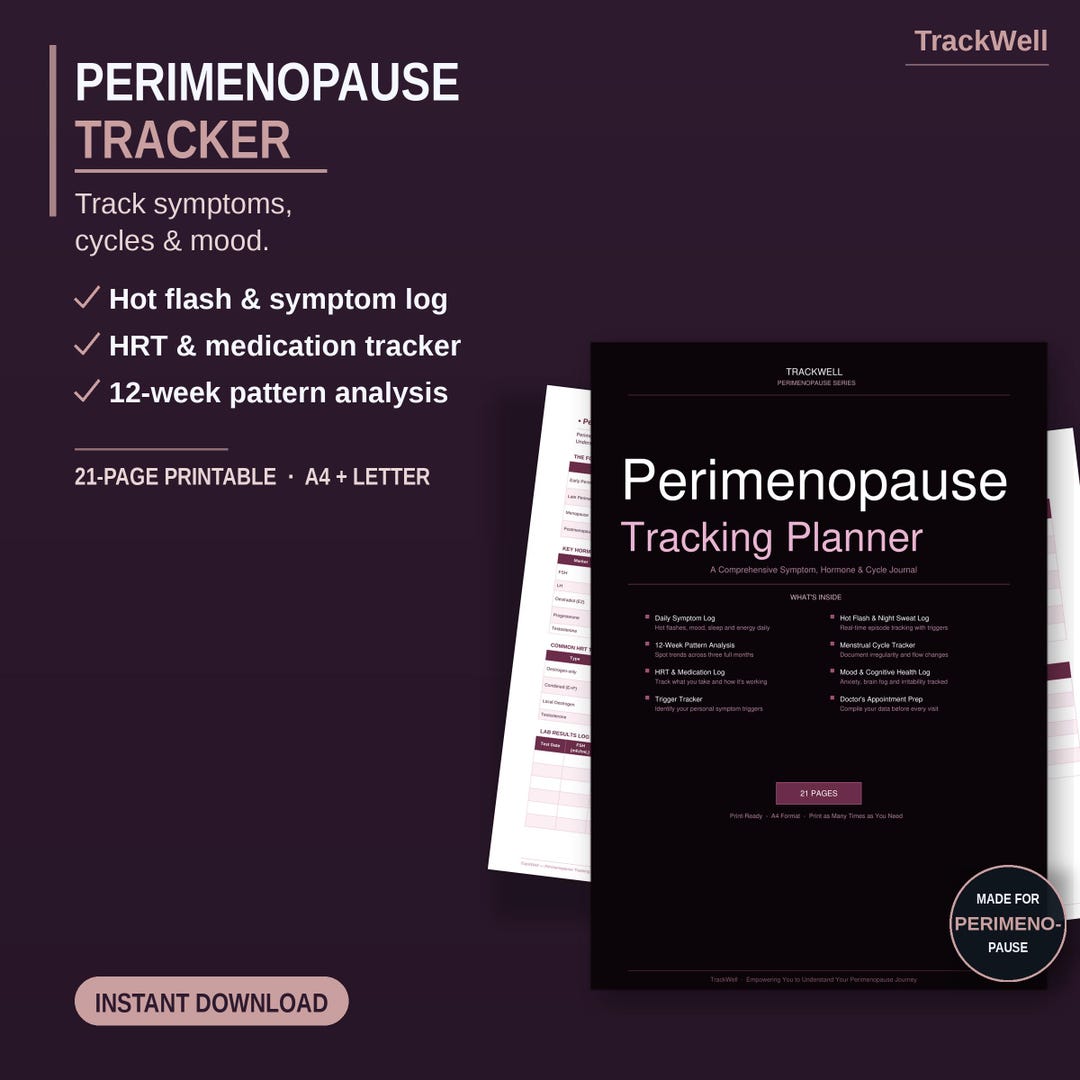 Perimenopause Tracker Printable | Symptom Log, Hot Flash & Cycle ...