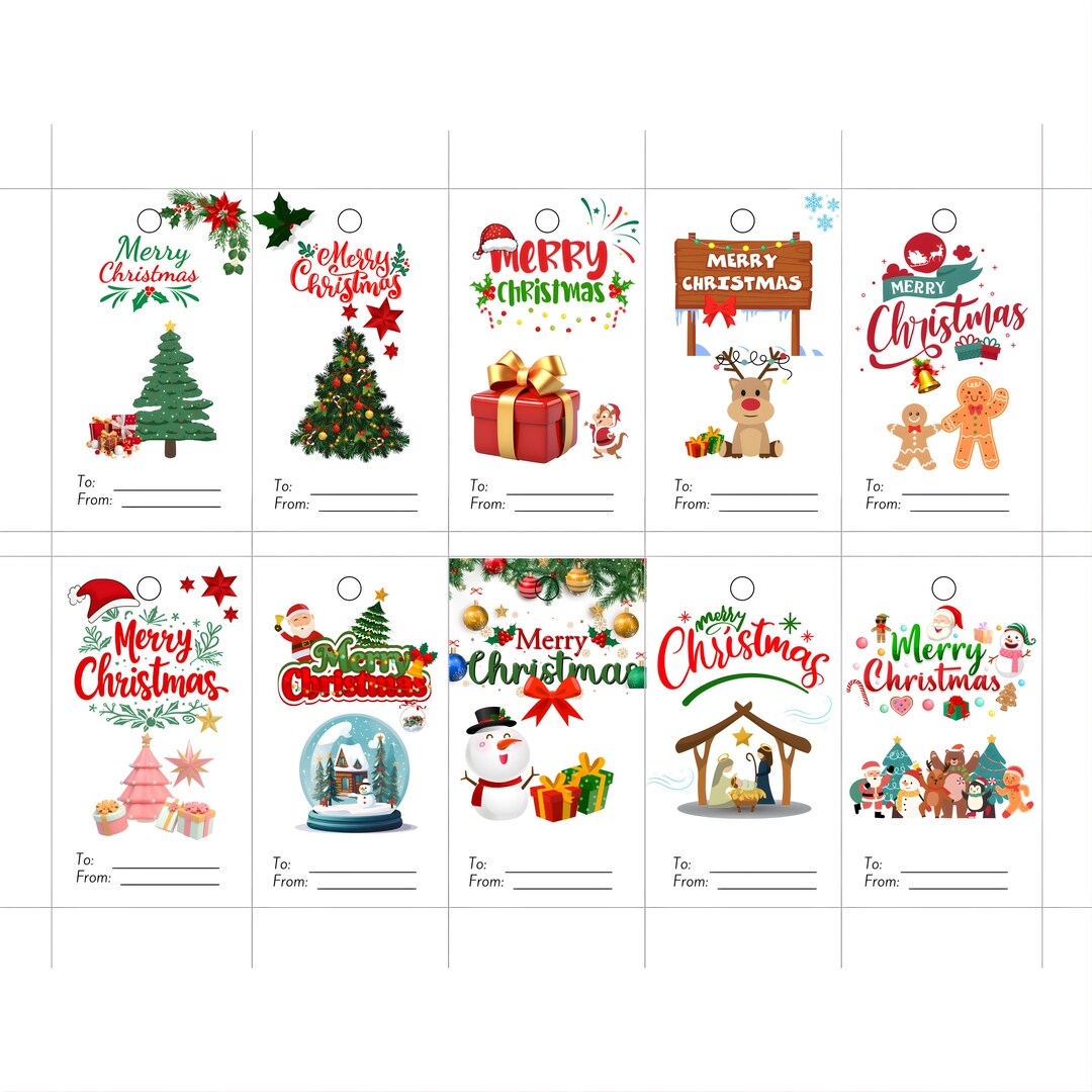 Printable Christmas Gift Tags | Holiday Present Labels (PDF) - Etsy