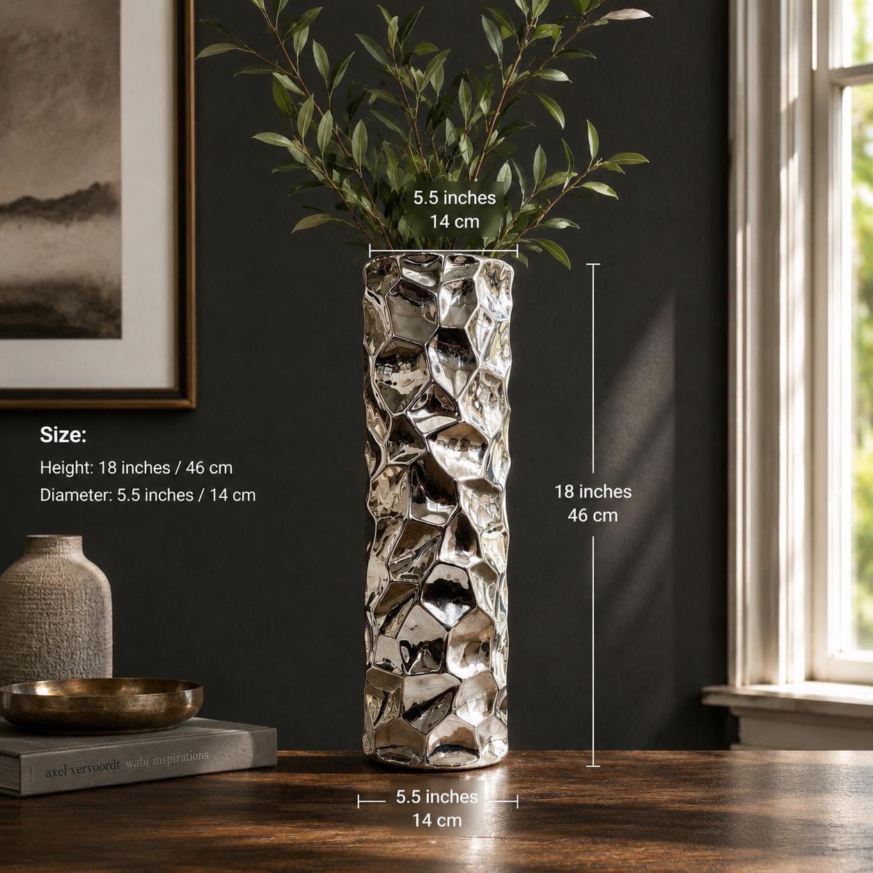 Glass Vases Silver Floor Vase Vases THKSHOUZ 36 Silver Glass Novelty Bottle Decorative Vase SF-FV533