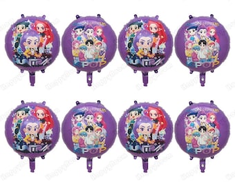 Globos estilo anime Kpop, globos de aluminio de 45 cm con dibujos animados para fiestas de cumpleaños infantiles, decoración para baby shower, decoraciones láser para fiestas al aire libre.