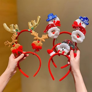 Fascia Per Capelli Con Cappello Di Babbo Natale – 2 Pezzi, Morbida Con Paillettes Rosse, Accessorio Per Feste E Addobbi Natalizi - 3
