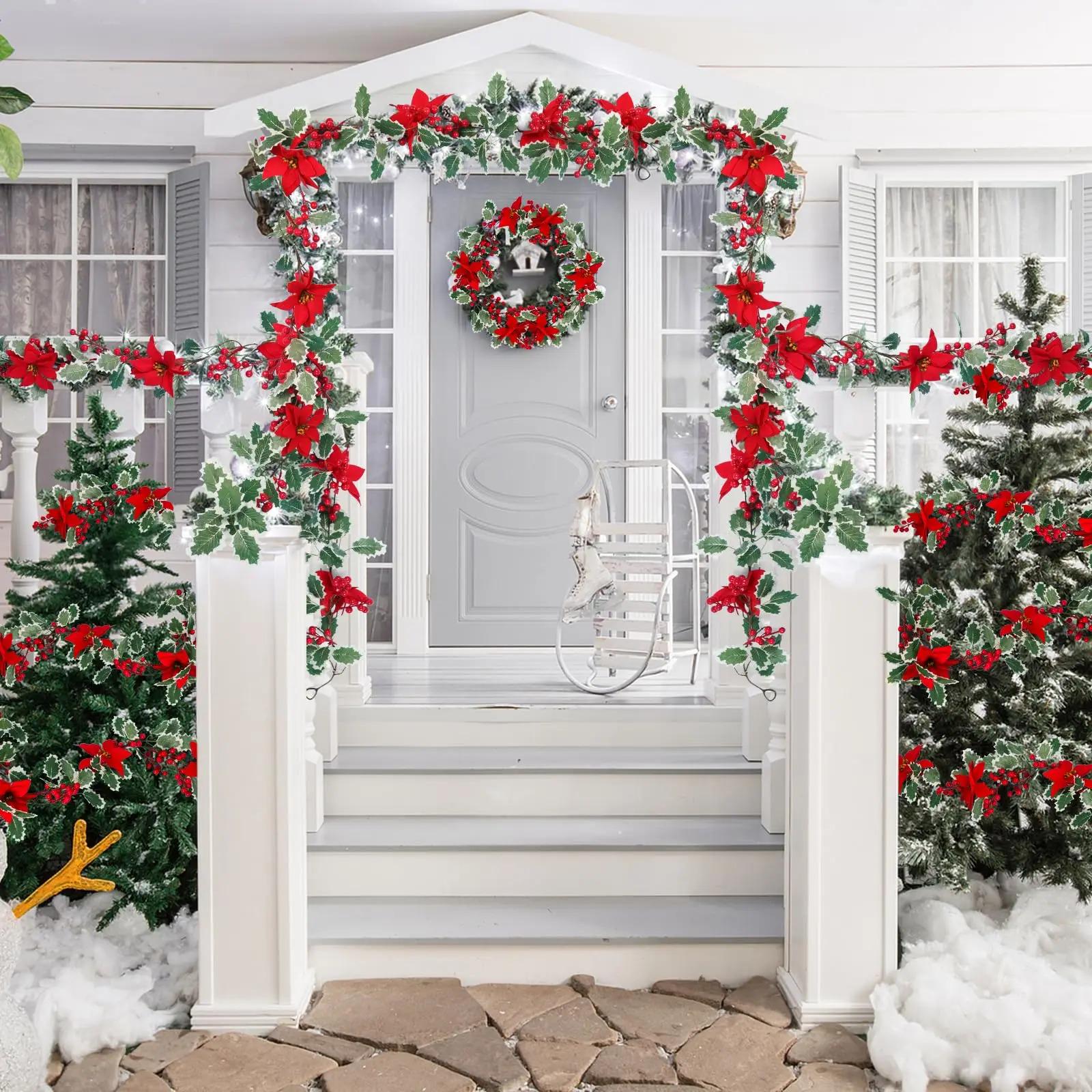 Cercle de lumière vintage poinsettia de Noël dans une boîte