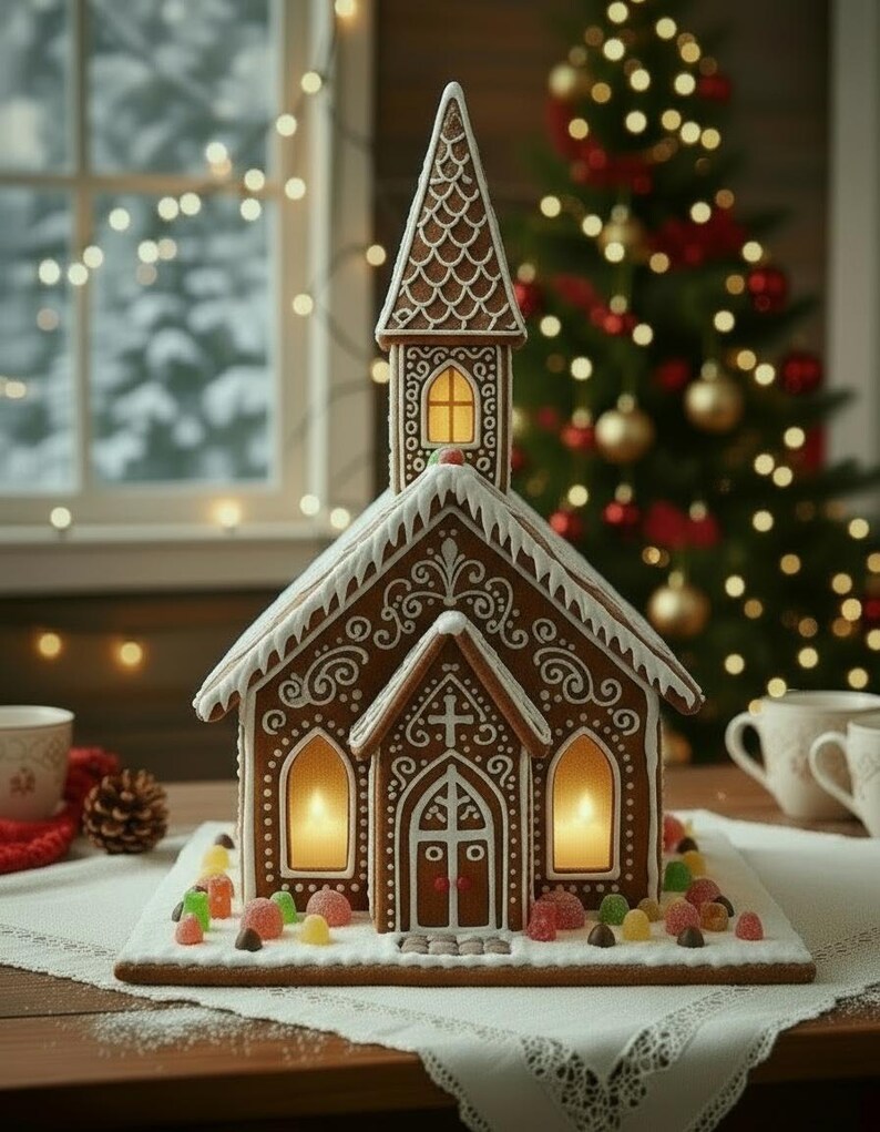 Gingerbread House Church Template Etsy