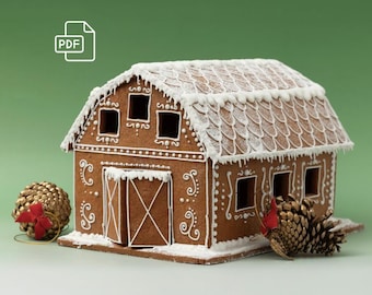 Modello per fienile con casa di pan di zenzero - Modello facile