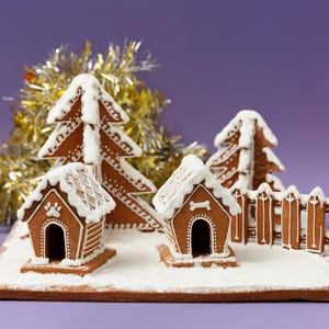 Gingerbread House Add-Ons – Dog House, Trees & Fence Templates (PDF Pattern)