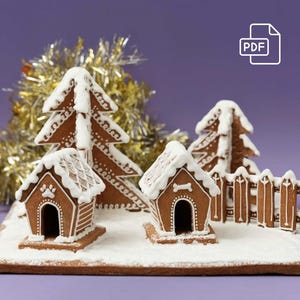 Gingerbread House Add-Ons – Dog House, Trees & Fence Templates (PDF Pattern)