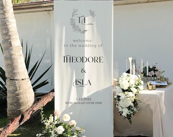 Custom Linen Wedding Welcome Sign, Personalized Fabric Banner