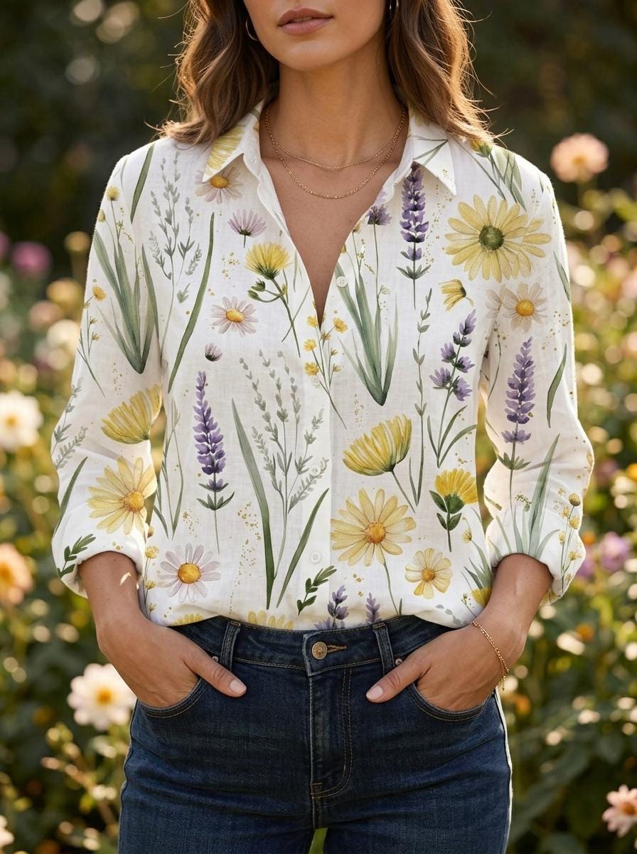 トップス house on the hill L/S Tee yellow flower Tops | House on the Hill
