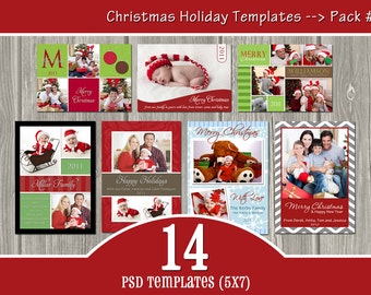 INSTANT DOWNLOAD - 14 Holiday Templates Pack #1 - PSD Christmas Templates