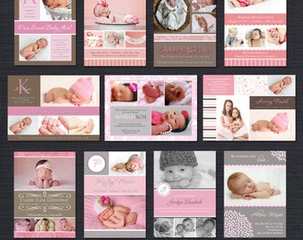 INSTANT DOWNLOAD - Baby Girl Birth Announcement Templates - Girl Bulk Pack - 31 PSD Templates