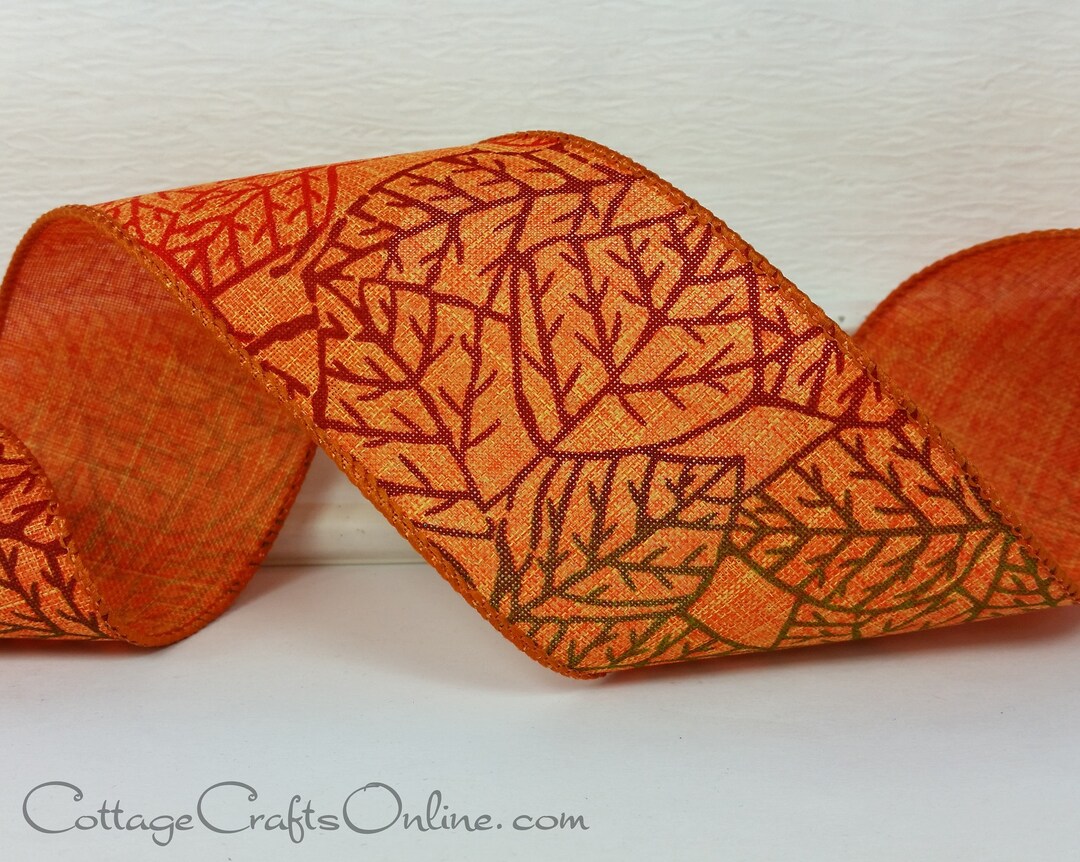 Fall Wire Ribbons FOUR YARDS, Fall Wired Ribbon, 2.5