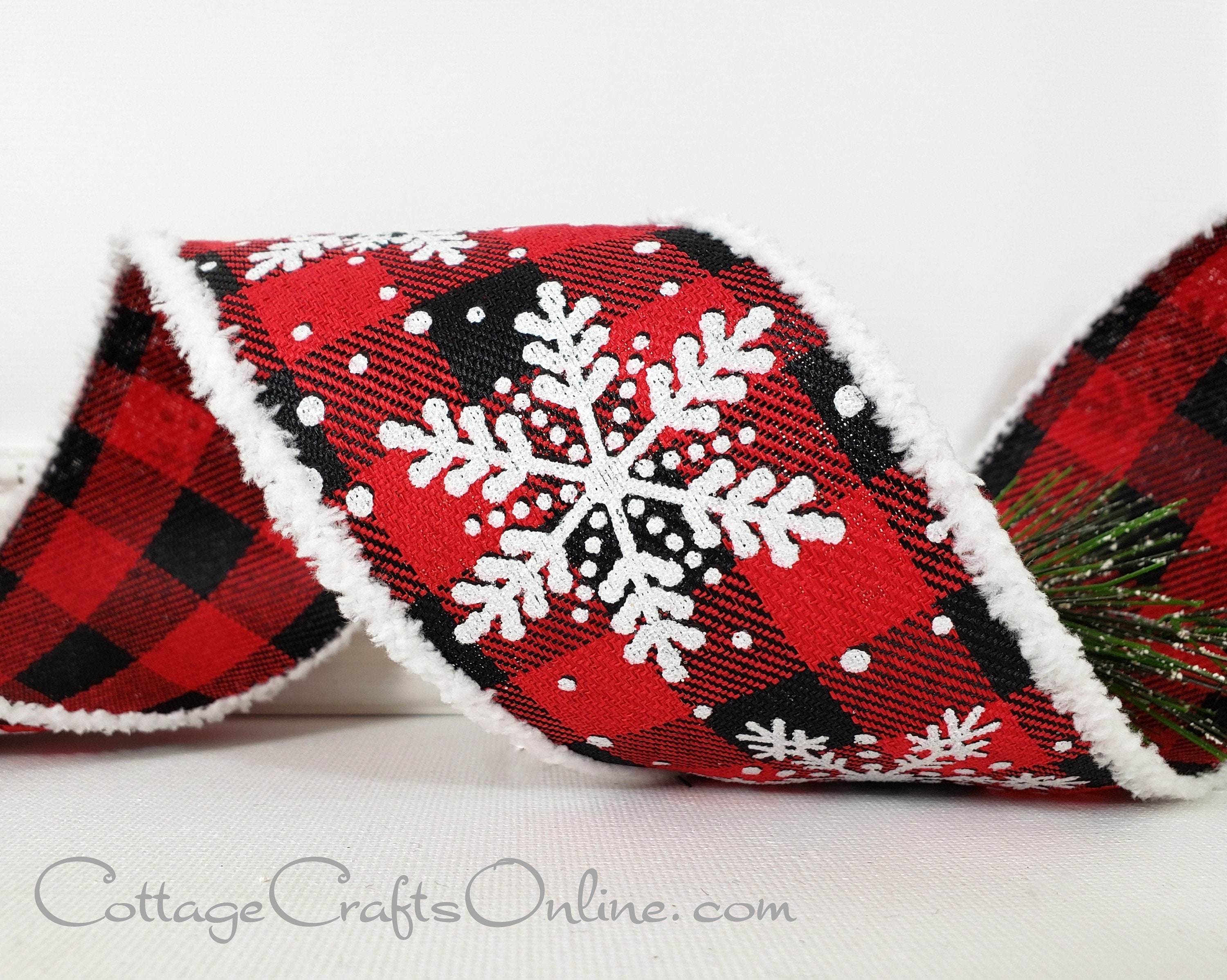 Buffalo Plaid Christmas Wired Ribbon 2 1/2 Red Black Etsy