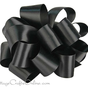 Satin Ribbon, 1 1/2&quot; x Ten Yard Roll, Black Double Faced - Offray &quot;Black #30&quot; UNWIRED Double Sided Satin No. 9, Wedding Ribbon, Sewing Trim
