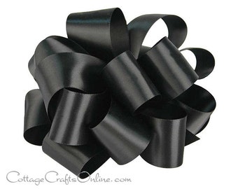 Satin Ribbon, 1 1/2" x Ten Yard Roll, Black Double Faced - Offray "Black #30" UNWIRED Double Sided Satin No. 9, Wedding Ribbon, Sewing Trim