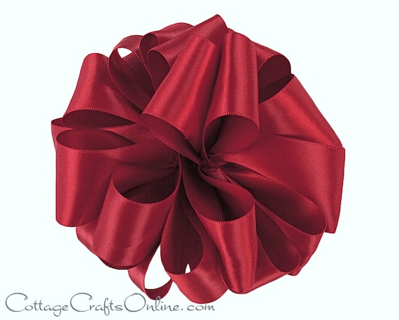 Vintage double sided SATIN Scarlett RED ribbon 5//8 wide SOLD by the 5 YARD lot!