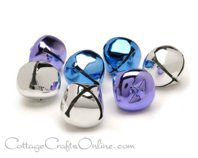 Darice Craft 1 12 Silver 8 Piece 35mm Assorted Pack Blue Jingle Bells Purple Christmas Craft Supply Decor Embellishment