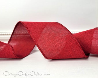 Wired Ribbon, 2.5 wide", Burgundy Red Linen Look, TEN YARD ROLL ~ Divinely Royal 40 ~ Christmas, Fall, July 4th, Summer Wire Edged Ribbon