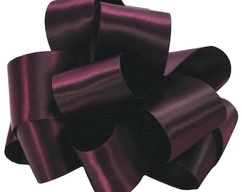 Satin Ribbon, 5/8" x Twenty Yard Roll, Double Face Eggplant Purple - Offray #3  Eggplant Double Sided Satin, dfs Wedding  Sewing Trim