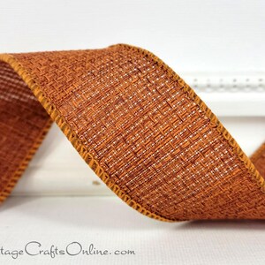 Fall Wired Ribbon 1 1/2 Rust Copper Open Cross Weave image 3