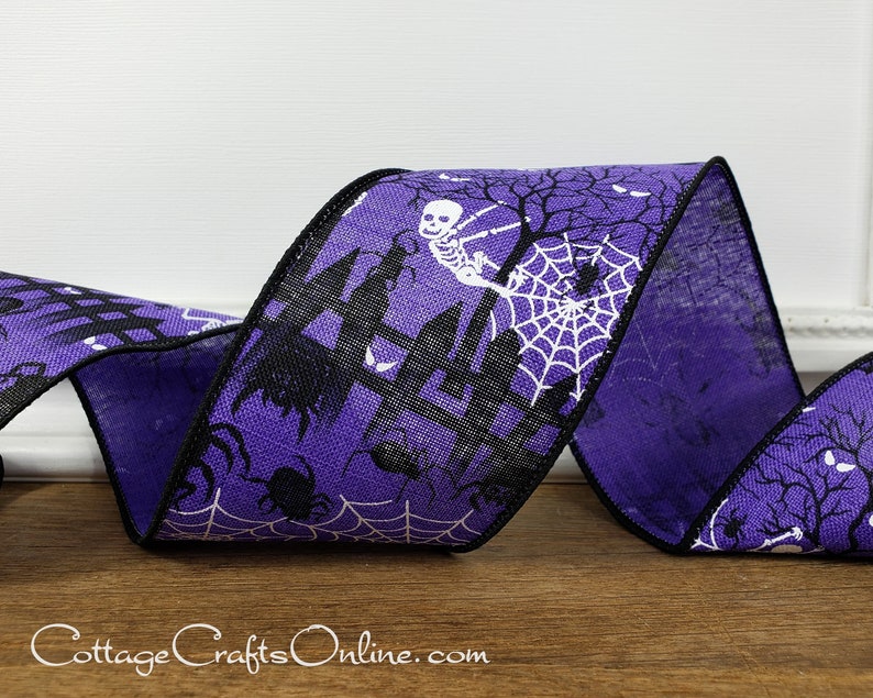 Halloween Wired Ribbon 2 1/2 Purple Ribbon with image 1