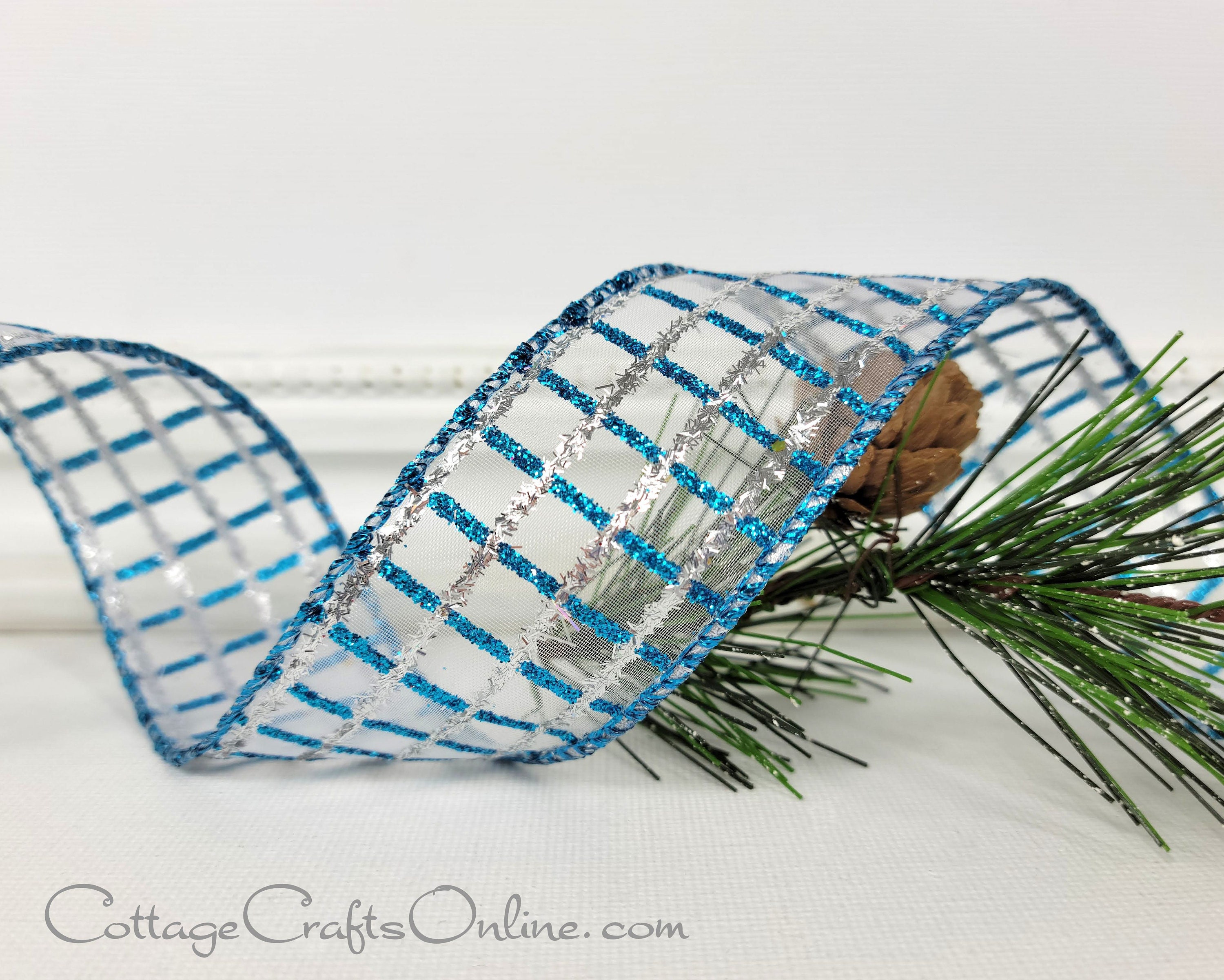 5 Yards Christmas Green Glitter Sparkle Sparkly Wired Ribbon 1 1/2"W 5 Yards Christmas Green Glitter Sparkle Sparkly Wired Ribbon 1 1/2"W
