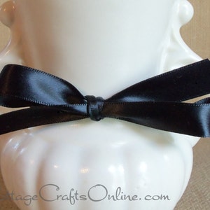 Satin Ribbon, 1/4&quot; wide, Twenty Yard Roll, Black Double Face - Offray Narrow Satin No. 1, Black #030, Sash, Wedding, Sewing Trim