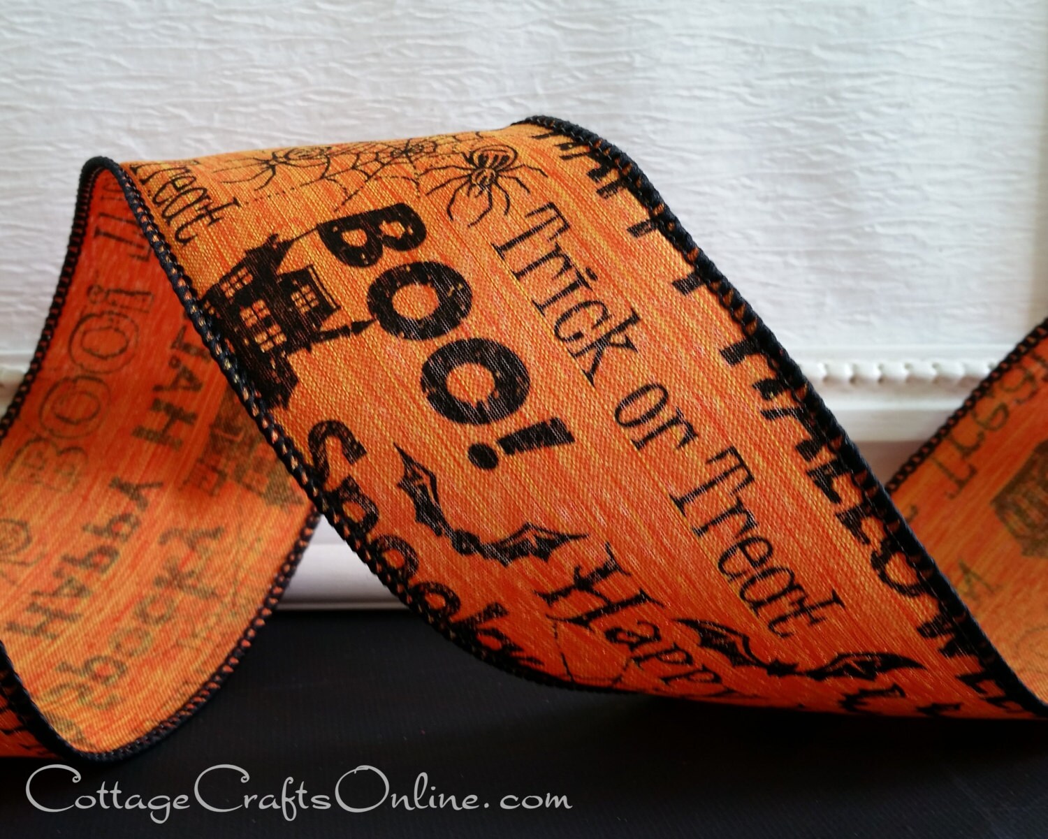 Halloween Wired Ribbon 2 1/2 Black Halloween Sayings | Etsy