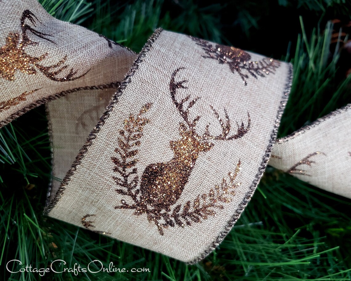 D. Stevens Christmas Wired Ribbon 2 1/2 Gold Copper Etsy
