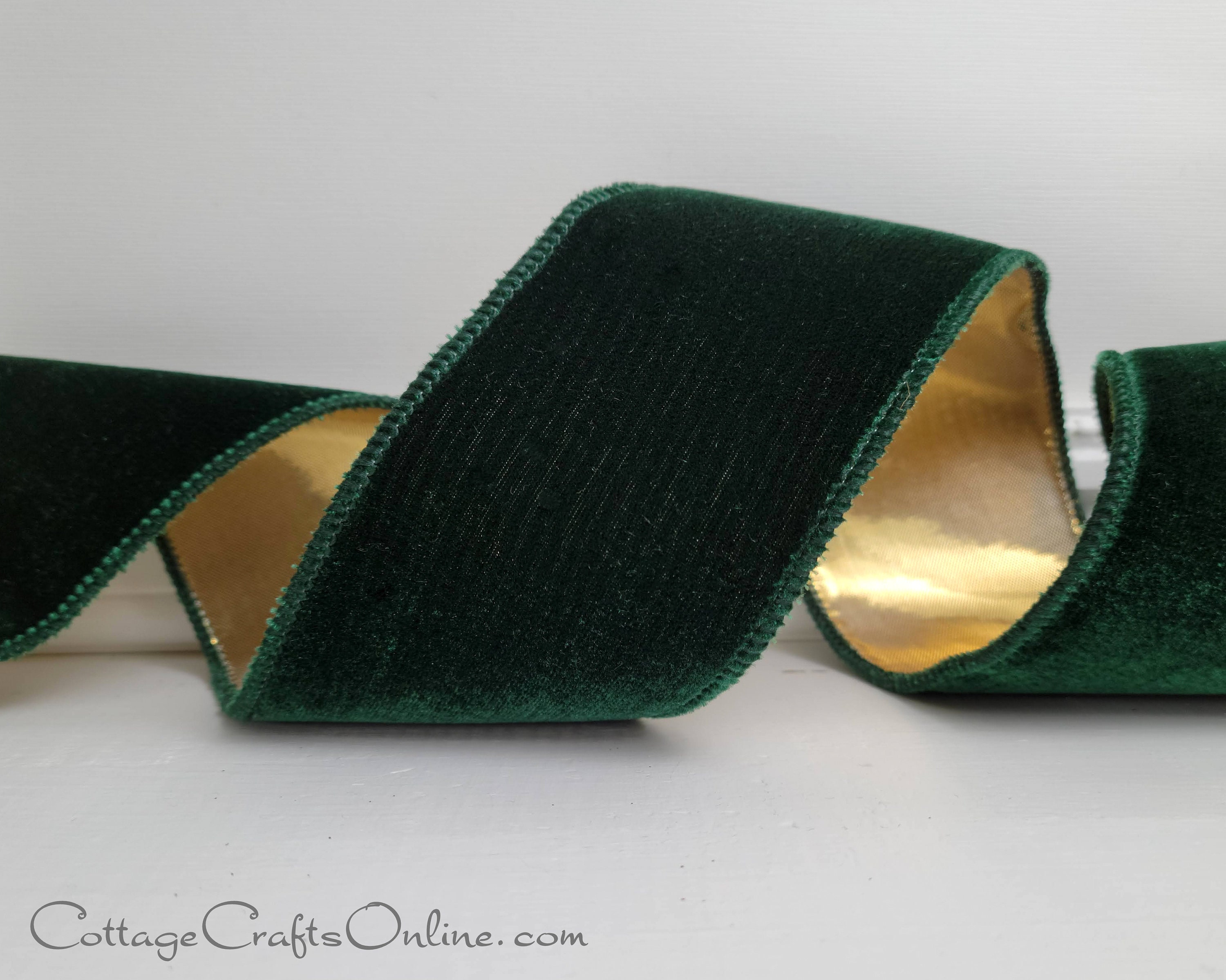 Sage Green Gold Backing Taffeta Wired Ribbon 1” x 10 Yds, Spring, Summer,  Fall or Easter Ribbon for Wreaths or Floral Designs 09-2534
