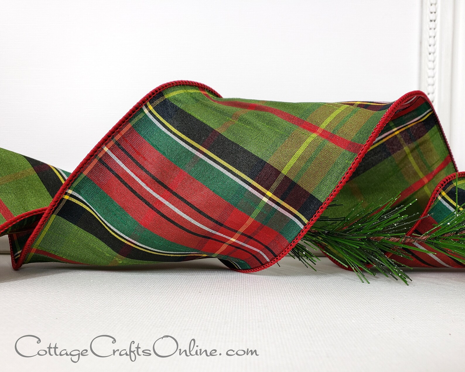 D. Stevens Christmas Wired Ribbon 4 Olive Green Red Etsy