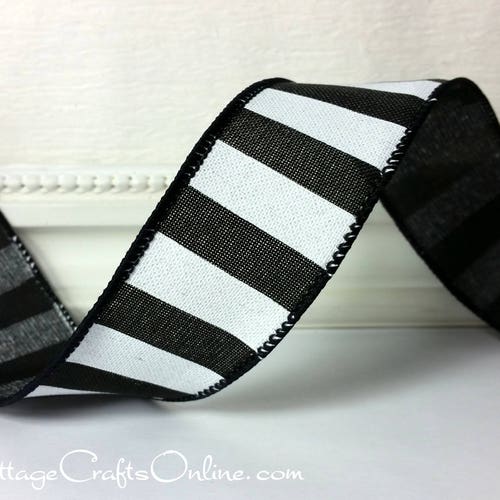 Wired Ribbon 4 Wide Black and White Stripe TEN YARD Etsy