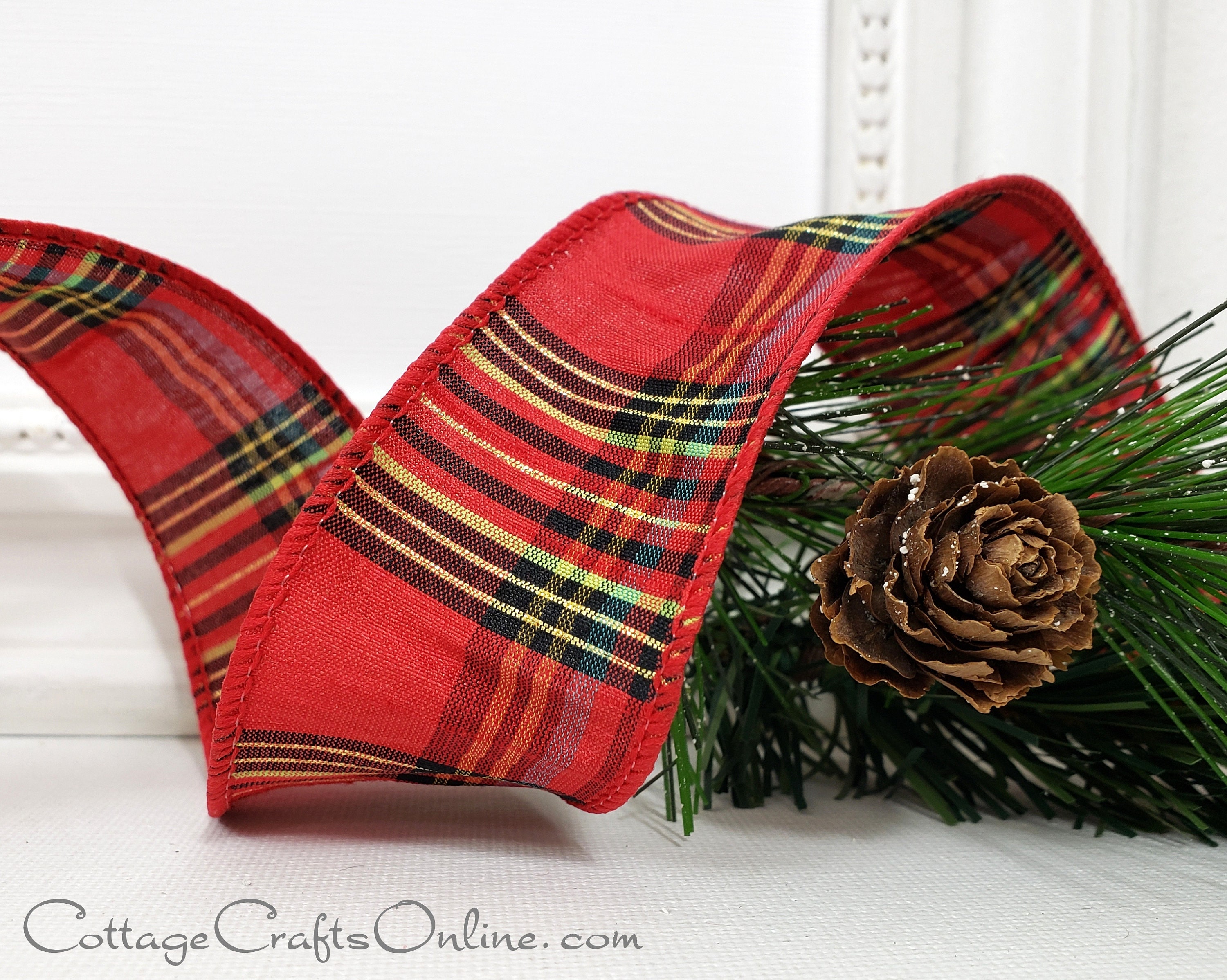 Christmas Wired Ribbon, TWENTY YARD ROLL, 1.5