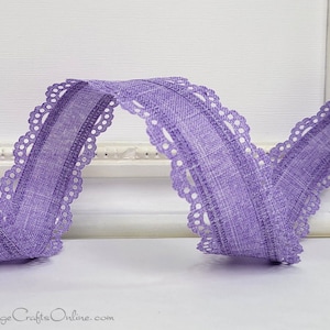 Lavender Scalloped Lace Edged Wired Ribbon, 1.5&quot; wide - TEN YARD ROLL ~ Julia 9