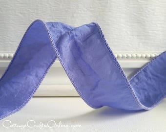 Lavender Wired Ribbon, TWENTY FIVE YARD Roll, 1 1/2" wide,  Crinkled Taffeta - Light Purple Spring, Easter, Lilac Wire Edged Ribbon