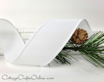 Wired Ribbon, 1.5", White Velvet Style, TEN YARD ROLL ~ Simone 9 ~  Christmas, Hanukkah, Holiday Wire Edged Ribbon